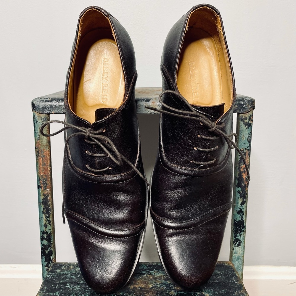 Billy Reid Handmade Crosby Wingtip Oxford Brown Black Size 10.5 Vintaged Leather